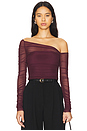 view 1 of 5 بلوزة SHAUNA ASYMETRIC MESH in Merlot