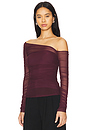 view 3 of 5 بلوزة SHAUNA ASYMETRIC MESH in Merlot