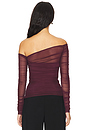 view 4 of 5 بلوزة SHAUNA ASYMETRIC MESH in Merlot
