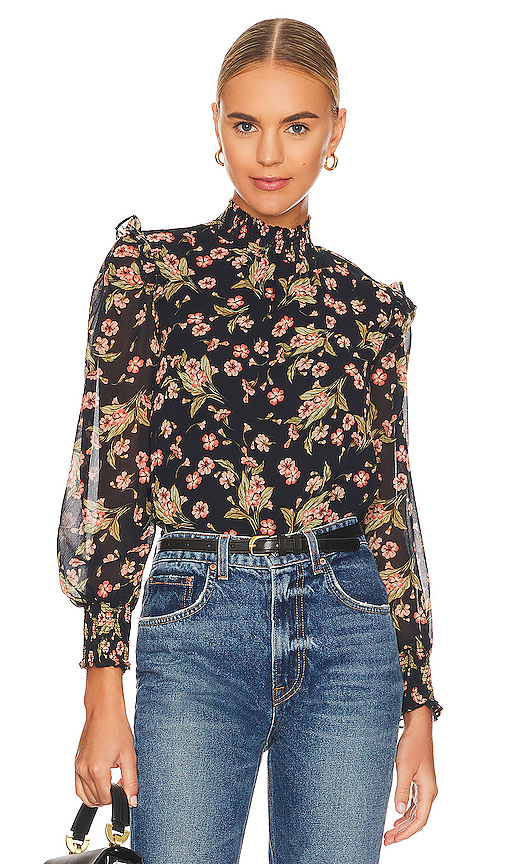 1STATE Womens Smocked Detail Button up Shirt Black Size 2X main image 1
