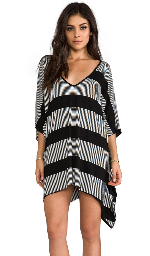 blue life v 领披肩裙 – black & white stripe | revolve