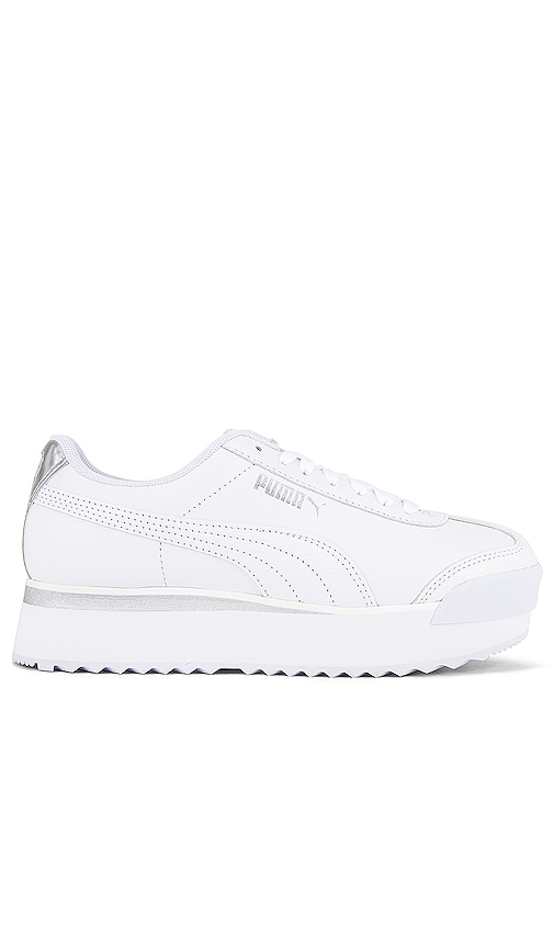 Puma Roma Amor Leather Suede Sneaker in Puma White \u0026 Whisper White Silver |  REVOLVE