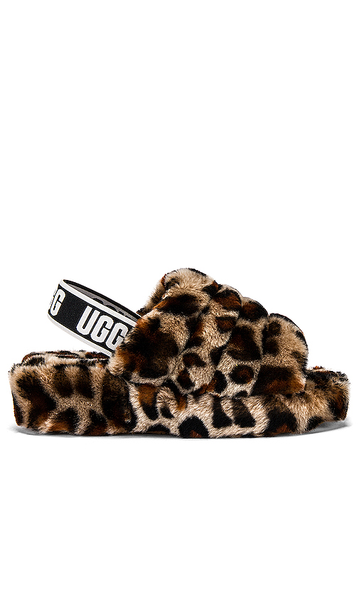 leopard ugg sliders