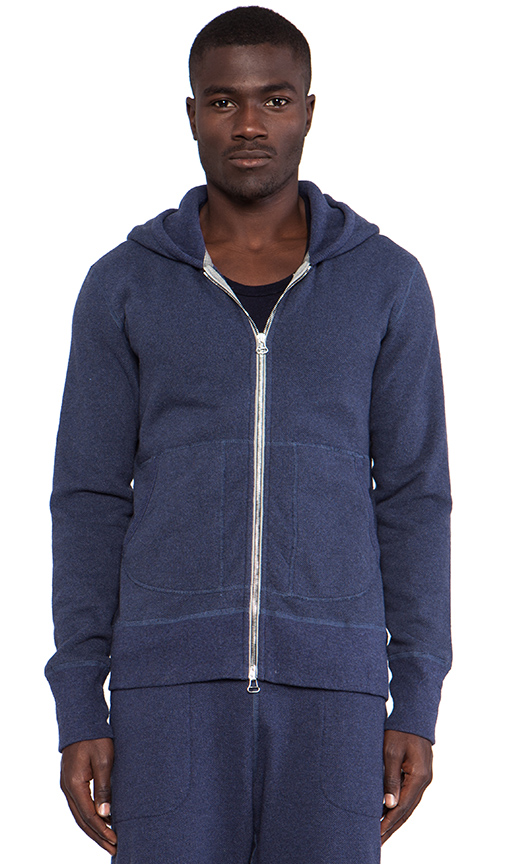 terry hooded sweater – blue melange