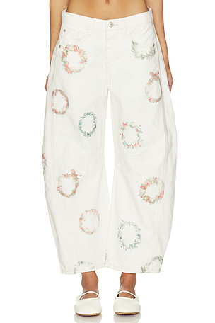 x We The Free Good Luck Printed Barrel In Watercolor Wreath Free People