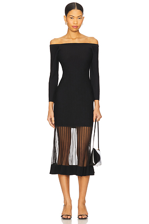 Ots Sheer Knit Midi Dress MILLY