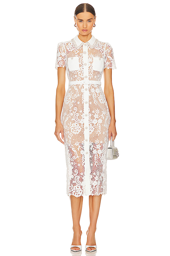 Button Front Midi Dress self-portrait