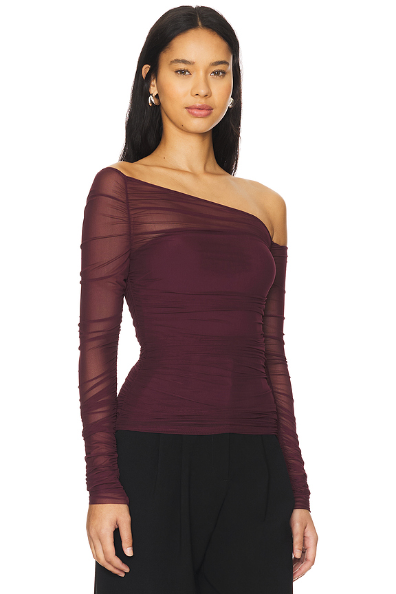 view 2 of 5 بلوزة SHAUNA ASYMETRIC MESH in Merlot
