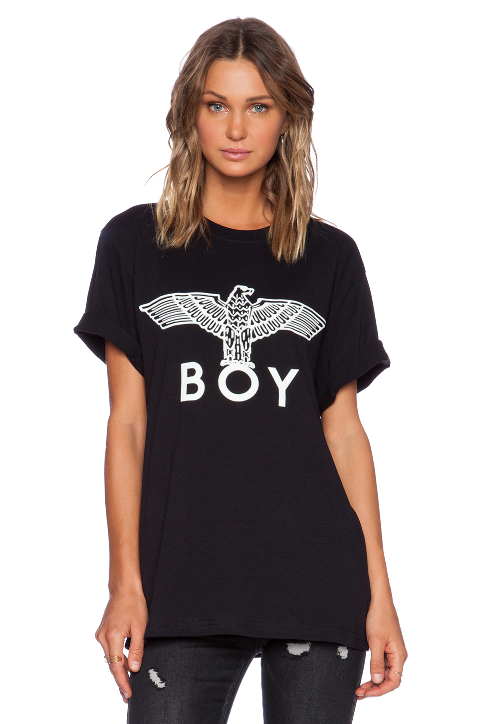 boy london eagle boy 图案t恤 – 黑色 | revolve