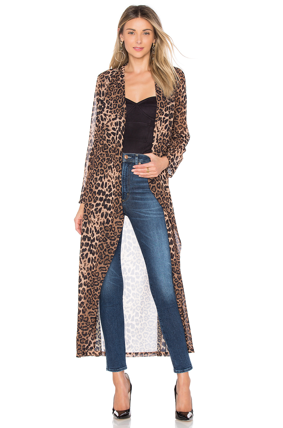 freya 开襟长风衣 – leopard | revolve