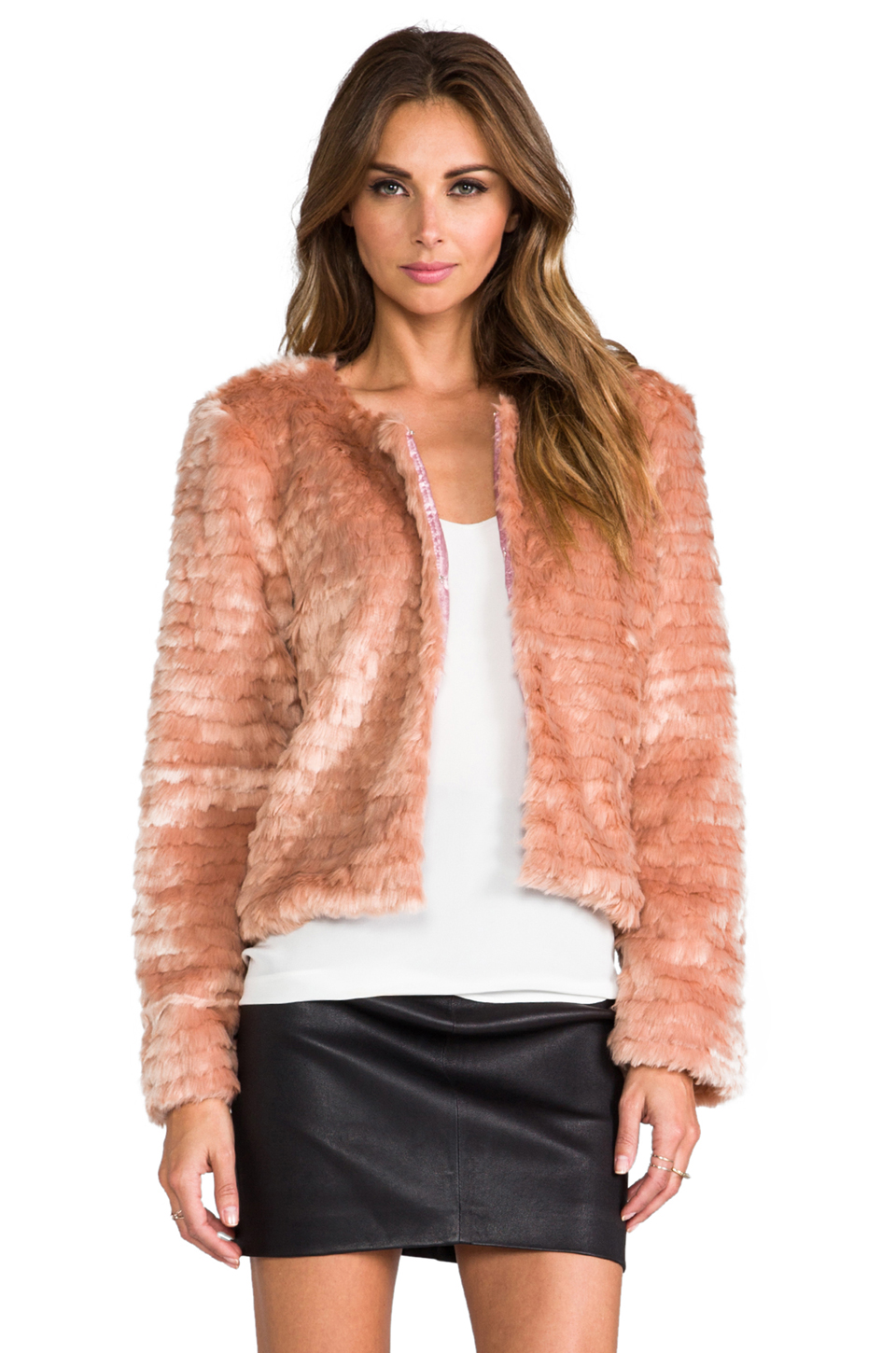 for love & lemons 人造革夹克 – pale pink