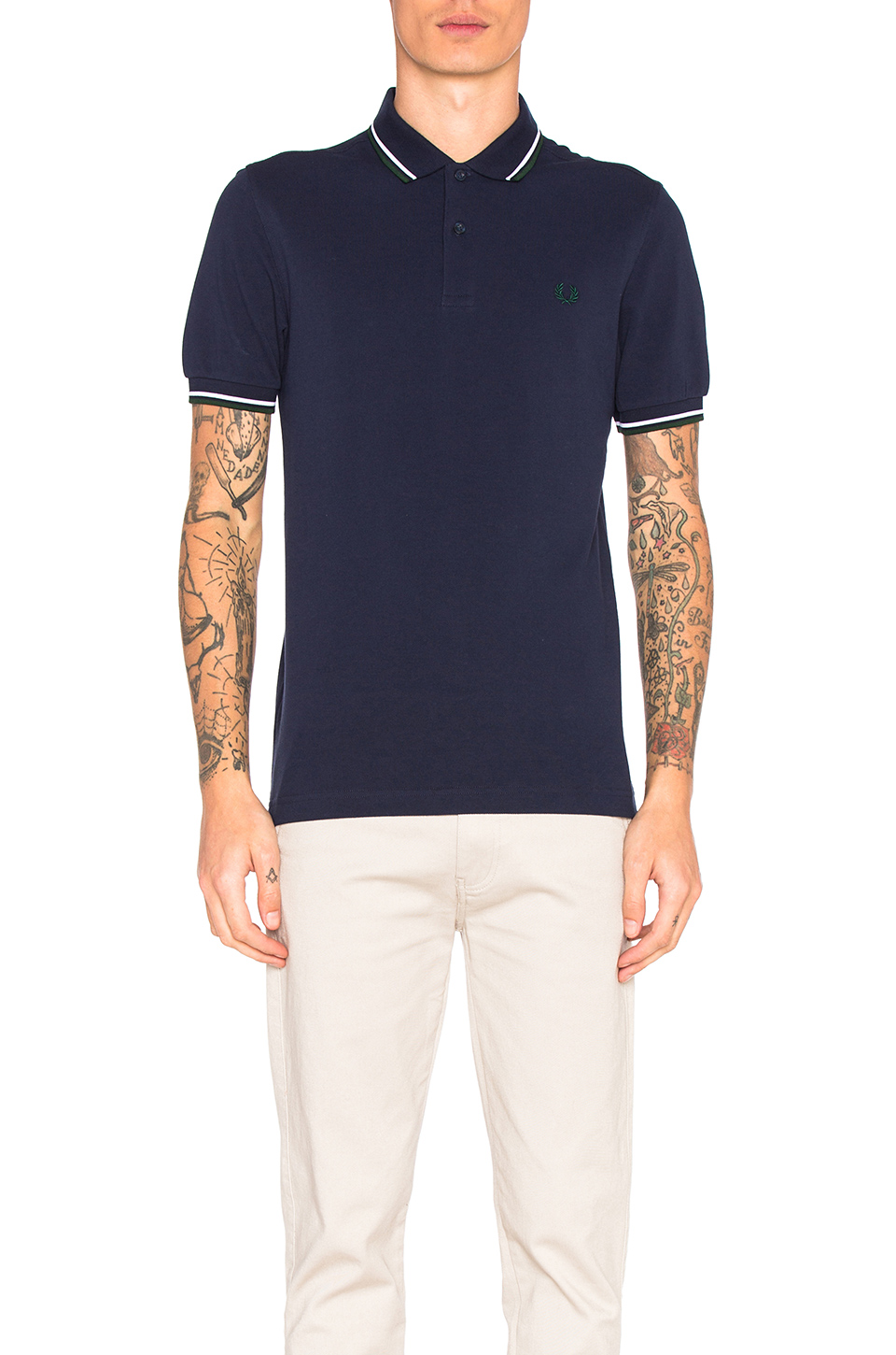 fred perry 双领镶边 polo衫
