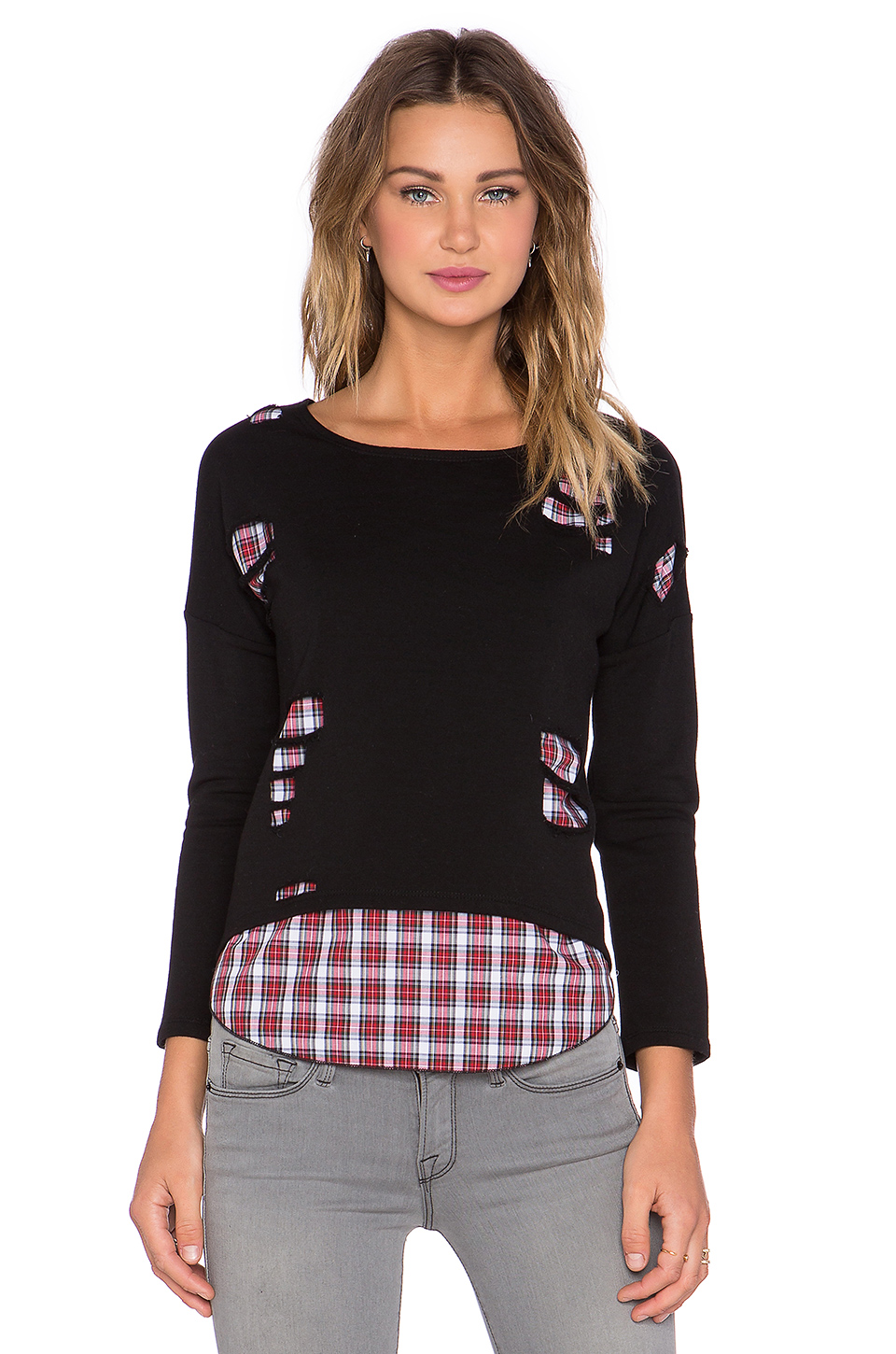 generation love brooklyn 做旧层叠上装 – red & white plaid &