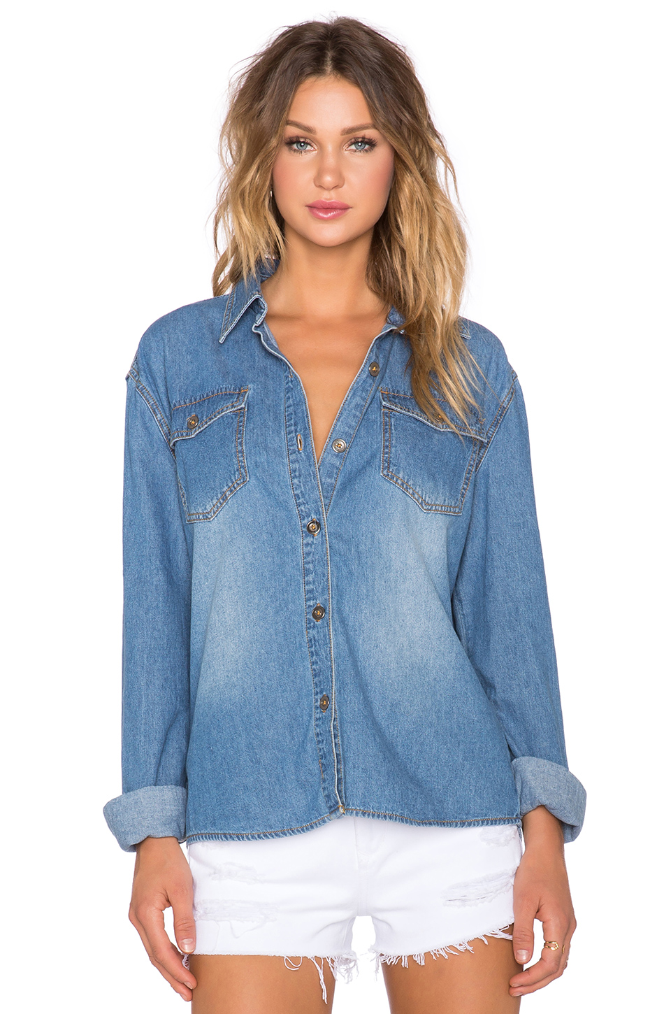 minkpink blue skies 牛仔衬衫 – vintage blue | revolve