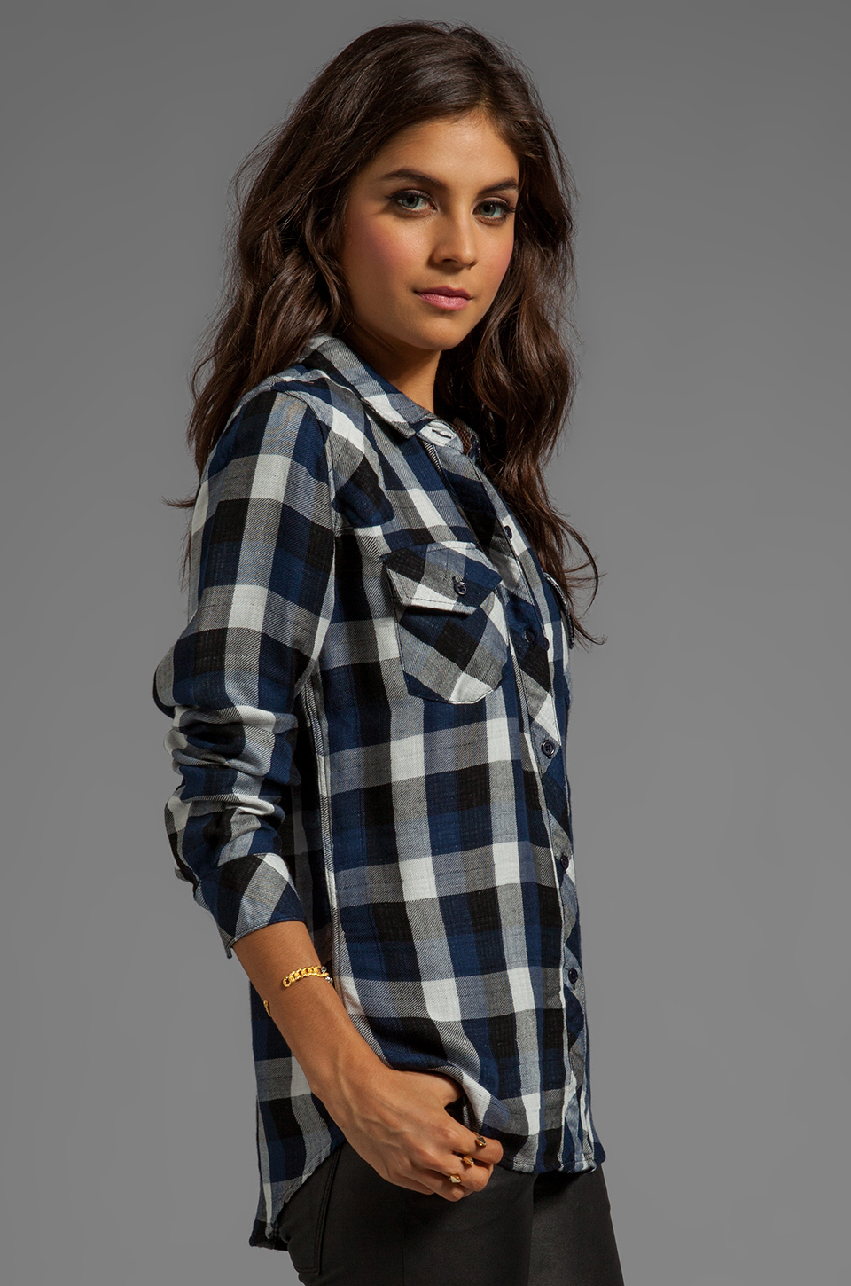 rails kendra button down – navy check