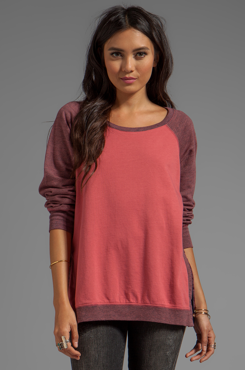 saint grace cotton fleece ansel contrast sweatshirt – pleasure