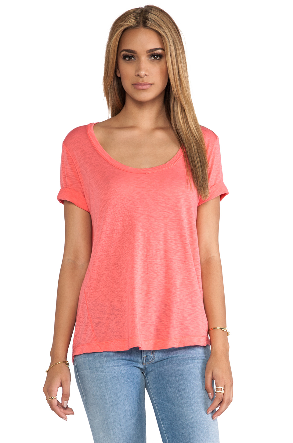 splendid 粗纺线 t恤 – coral pink | revolve