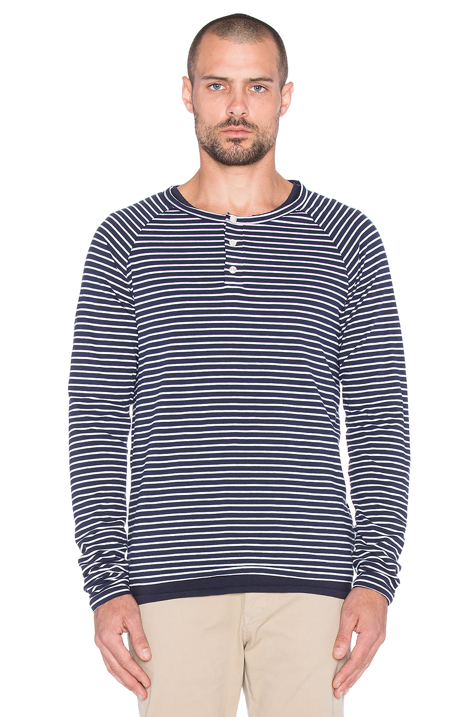 scotch & soda grandad 长袖t恤 – navy white | revolve